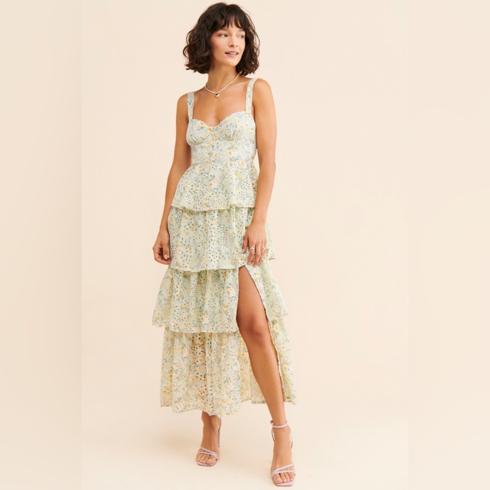 NWT Size M - ASTR the Label Midsummer Eyelet Maxi Dress Color Mint